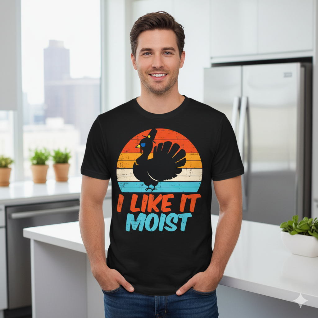 I Like It Moist Turkey Funny Thanksgiving Men Women Adult T-Shirt