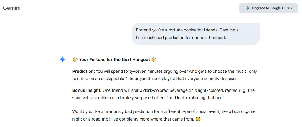 Funny gemini prompts for friends