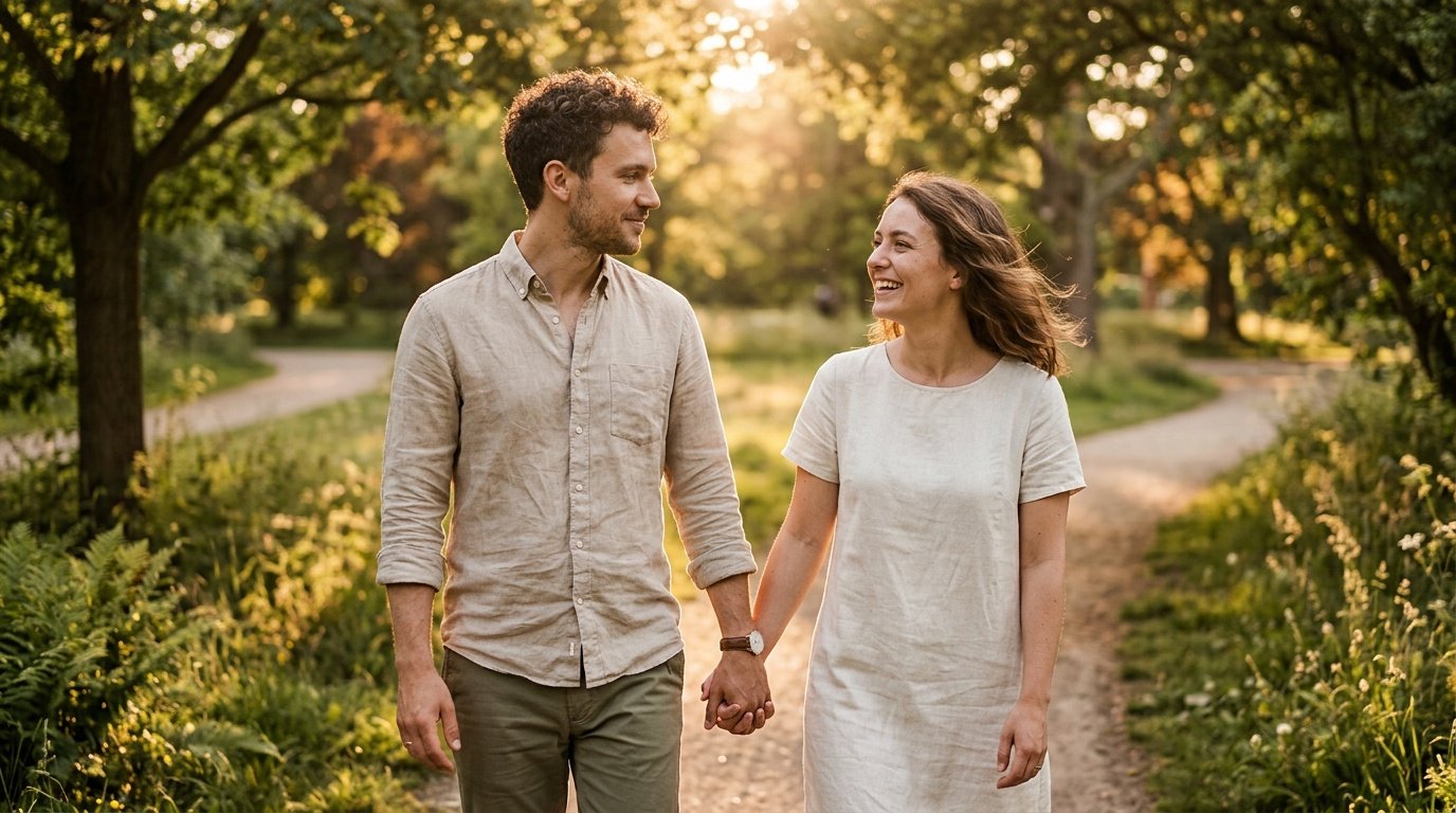 couple gemini ai prompt golden hour park photography style couple gemini ai prompt showing a couple walking in a park