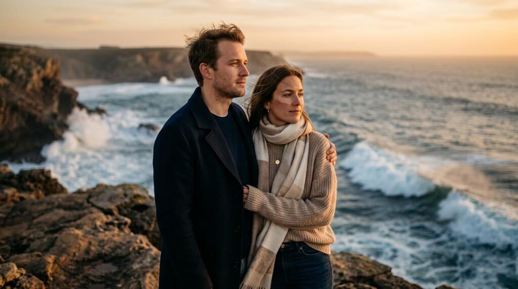 prompt couple photo gemini showing a couple on a cliff