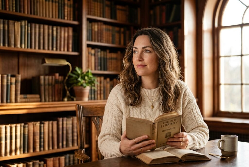 ai photo editing prompt gemini of girl showing woman in library