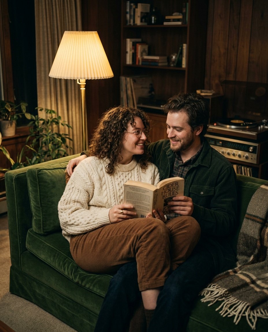 gemini ai retro couple photo prompt for 80s living room aesthetic
