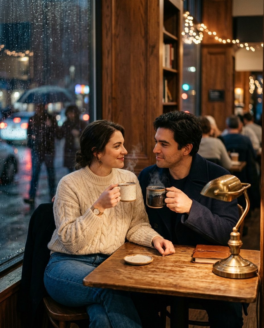 google gemini ai photo prompt couple in a cafe setting