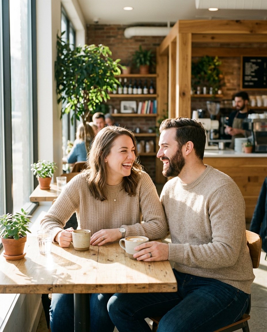 ai gemini photo prompt for couples in a cafe setting