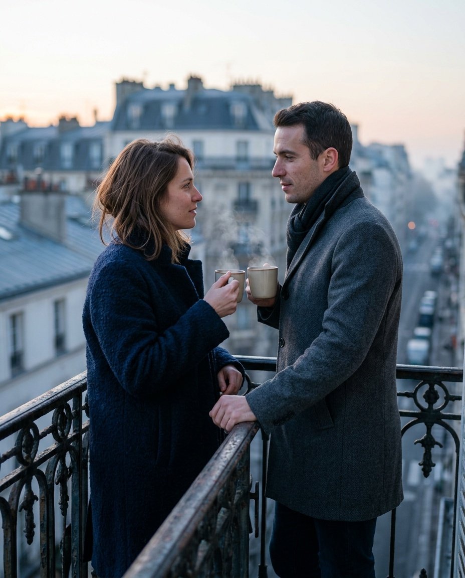 cute couple prompt for gemini used for parisian balcony scene