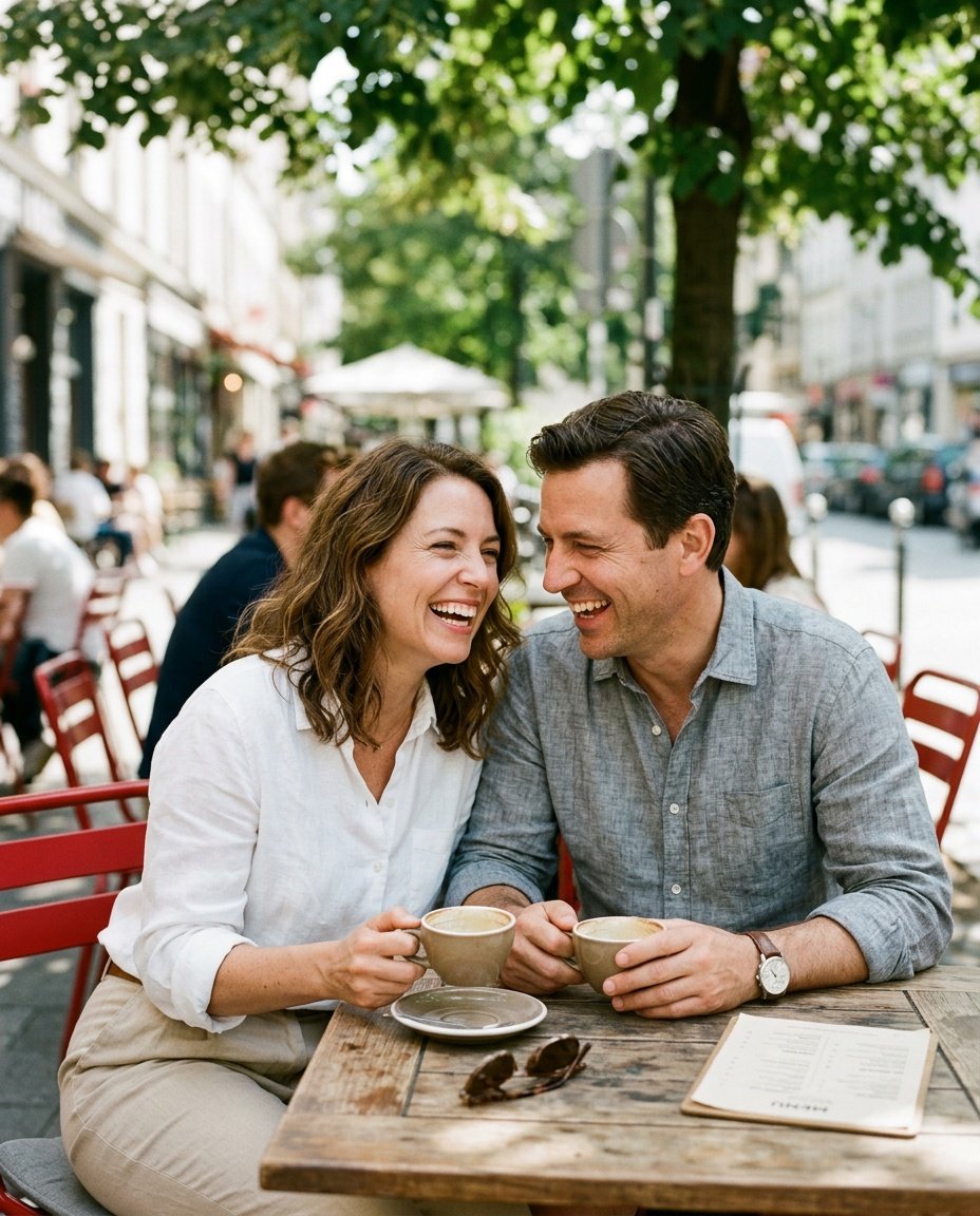 gemini couple photo prompts for realistic outdoor cafe scenes