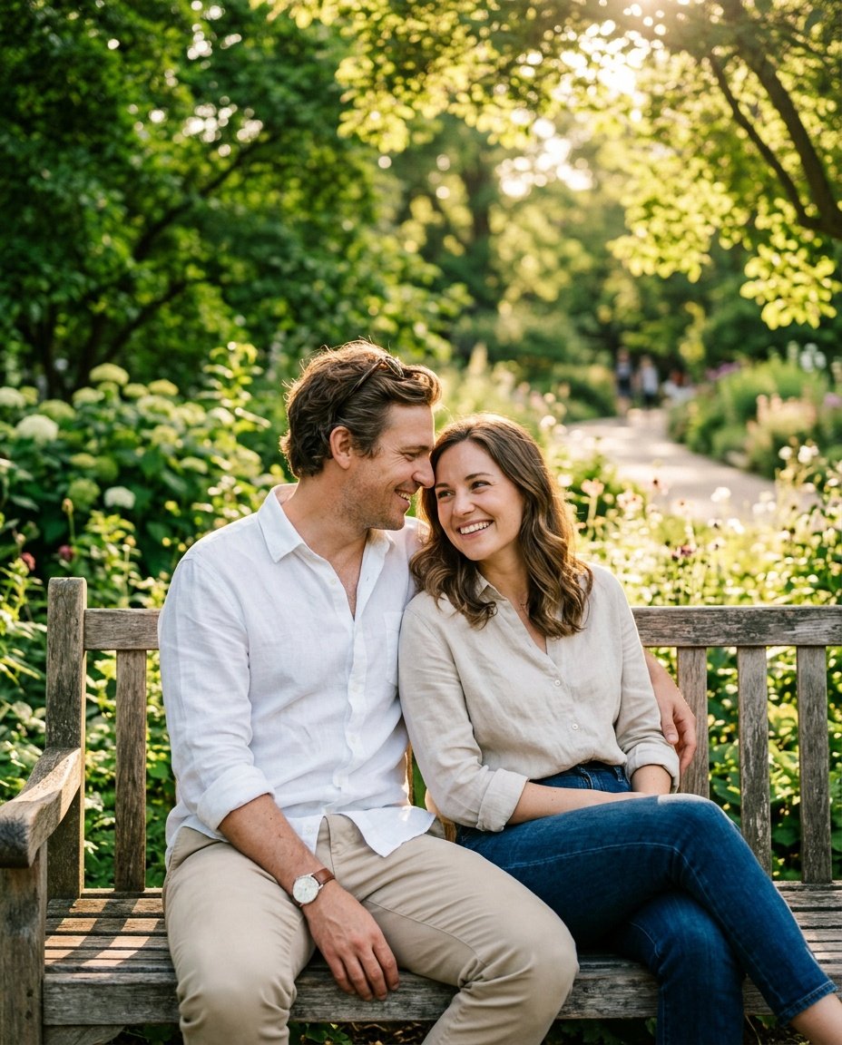 prompt for couples in gemini lifestyle photo bench