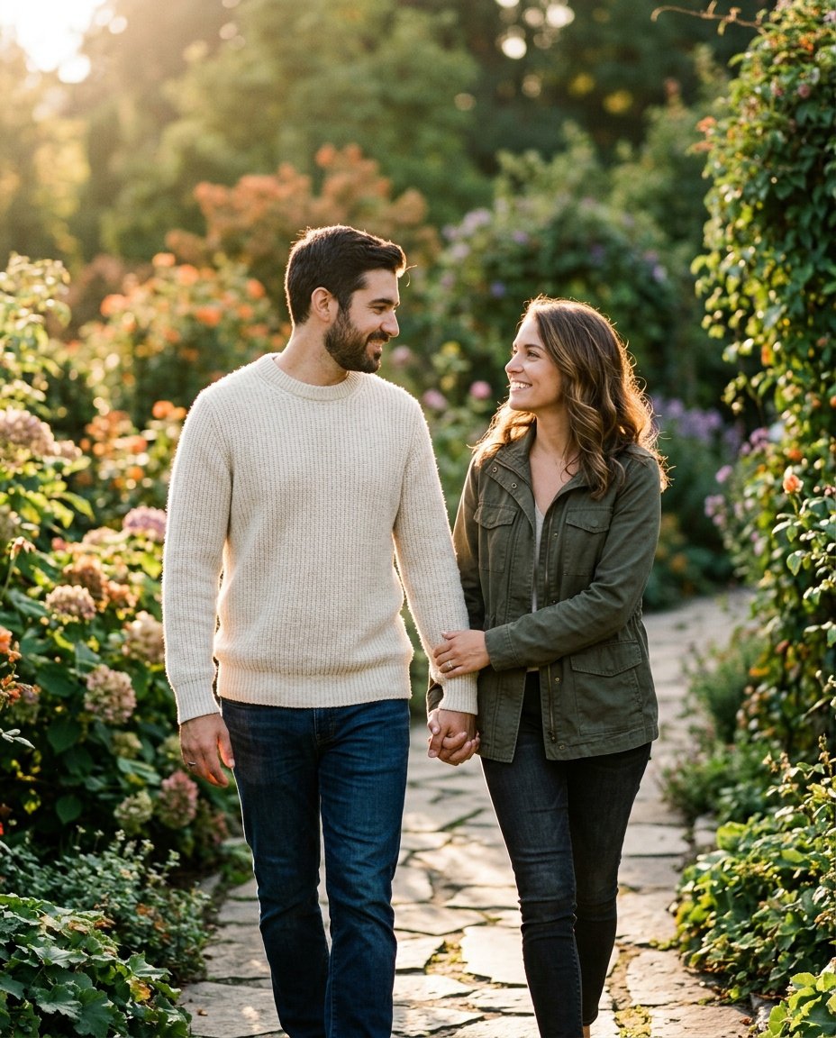 gemini ai prompt photo edit couple showing golden hour glow