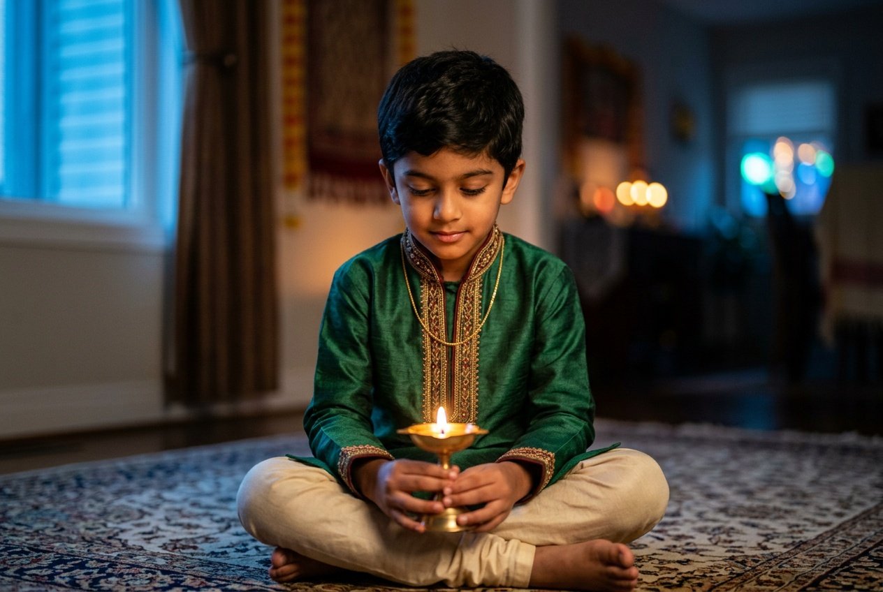 diwali prompt for gemini boy used to edit a traditional kurta portrait