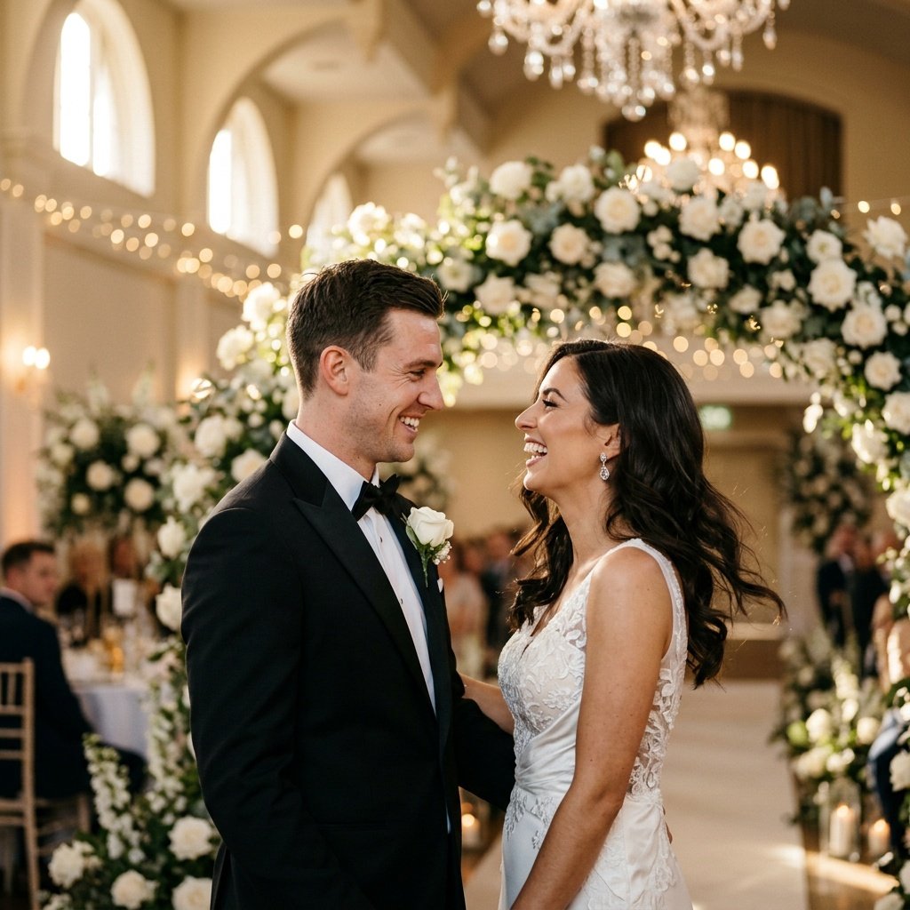 couple wedding prompt for gemini ai in a grand hall
