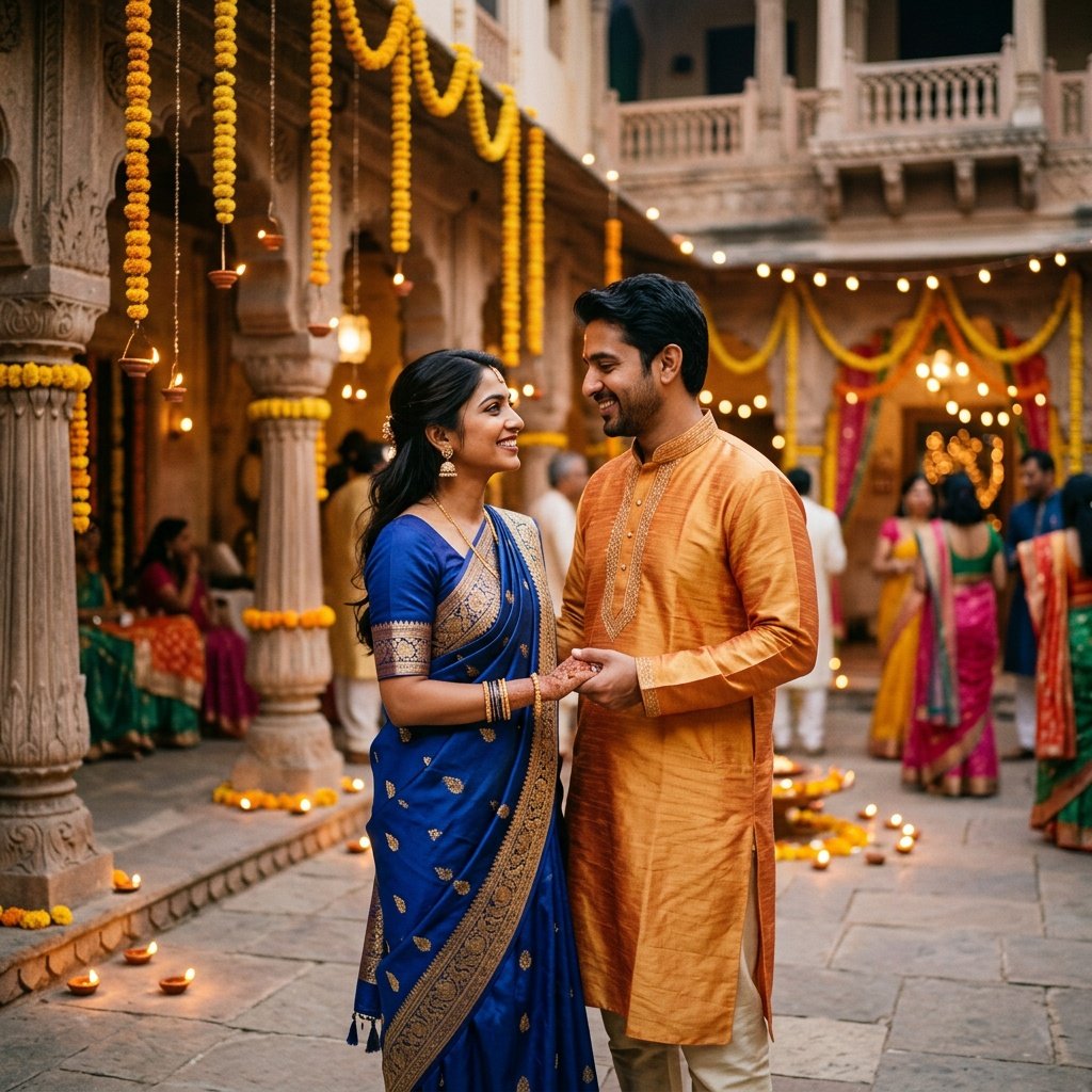 gemini couple photo prompt indian style traditional aesthetic gemini couple photo prompt indian style showing traditional festive scene