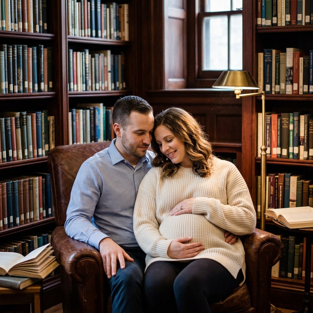 google gemini photo prompts for couples in a library