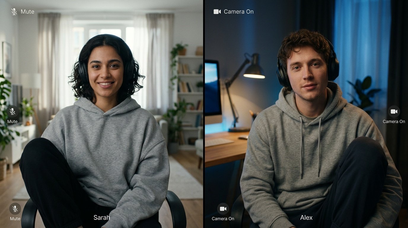 long distance couple prompts for gemini ai showing video call setup.