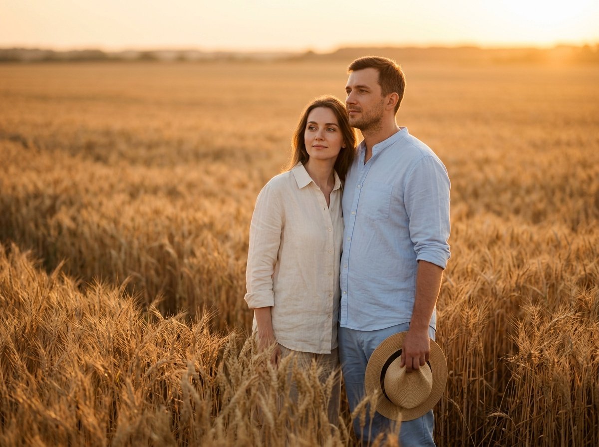 gemini ai prompt trending couple sunset light gemini ai prompt trending couple standing in golden field
