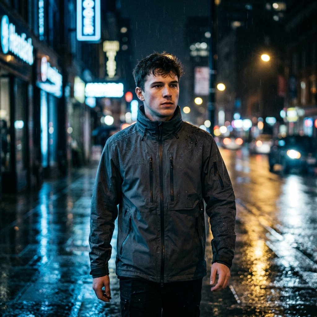 gemini boys prompt used for rainy night city portrait