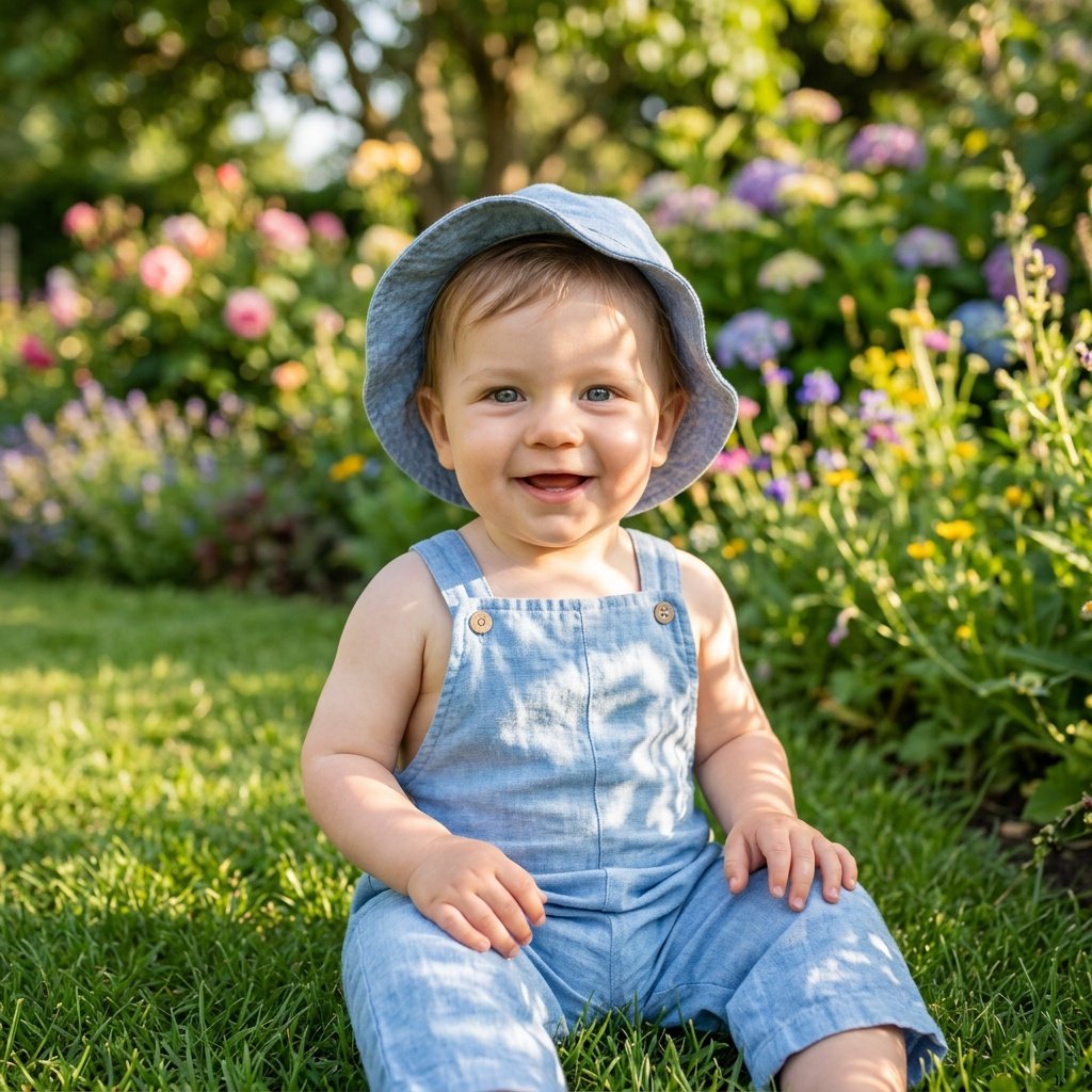 gemini prompt for baby boy photoshoot outdoors in a garden