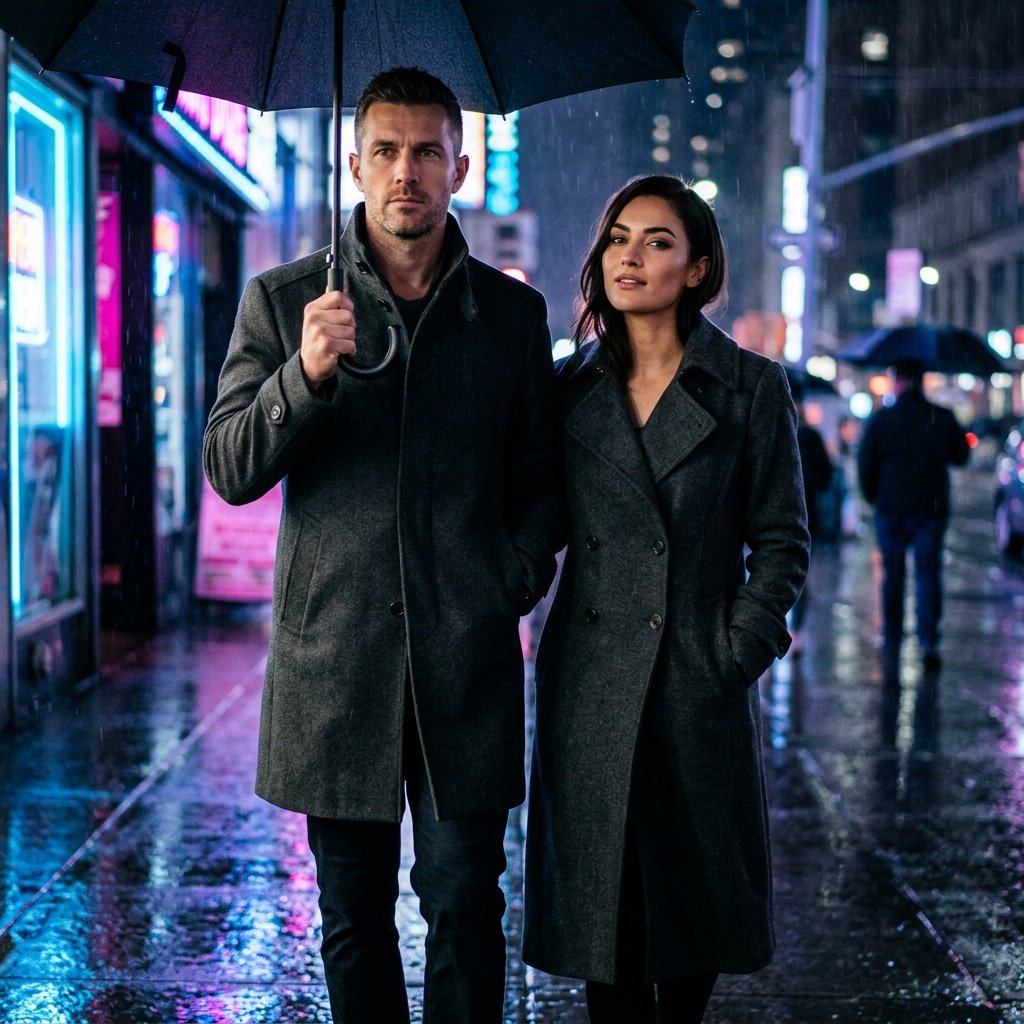 couple prompt gemini rainy night fashion aesthetic gemini couple prompt showing a cinematic city street scene