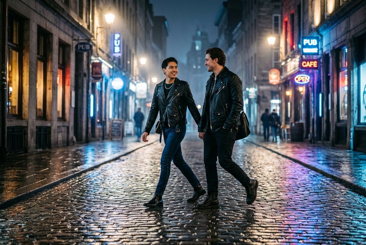 ai gemini prompt for couple street photography style couple gemini ai prompt applied to night street scene