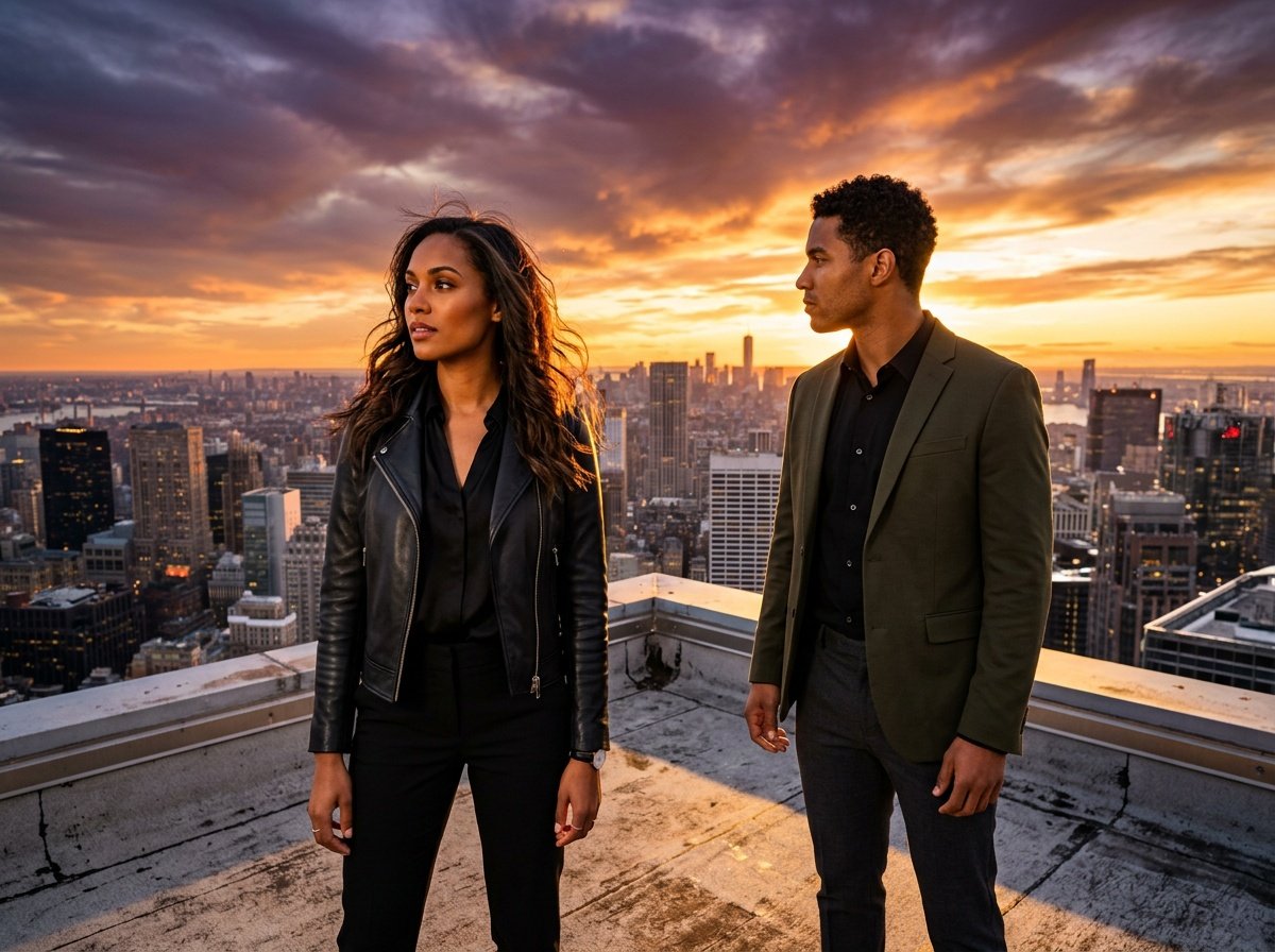 couple ai gemini prompt rooftop sunset fashion aesthetic couple ai gemini prompt for city rooftop sunset photo