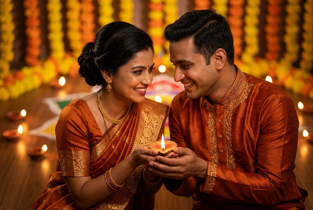 gemini prompts diwali couple festive style gemini prompts diwali couple holding diyas