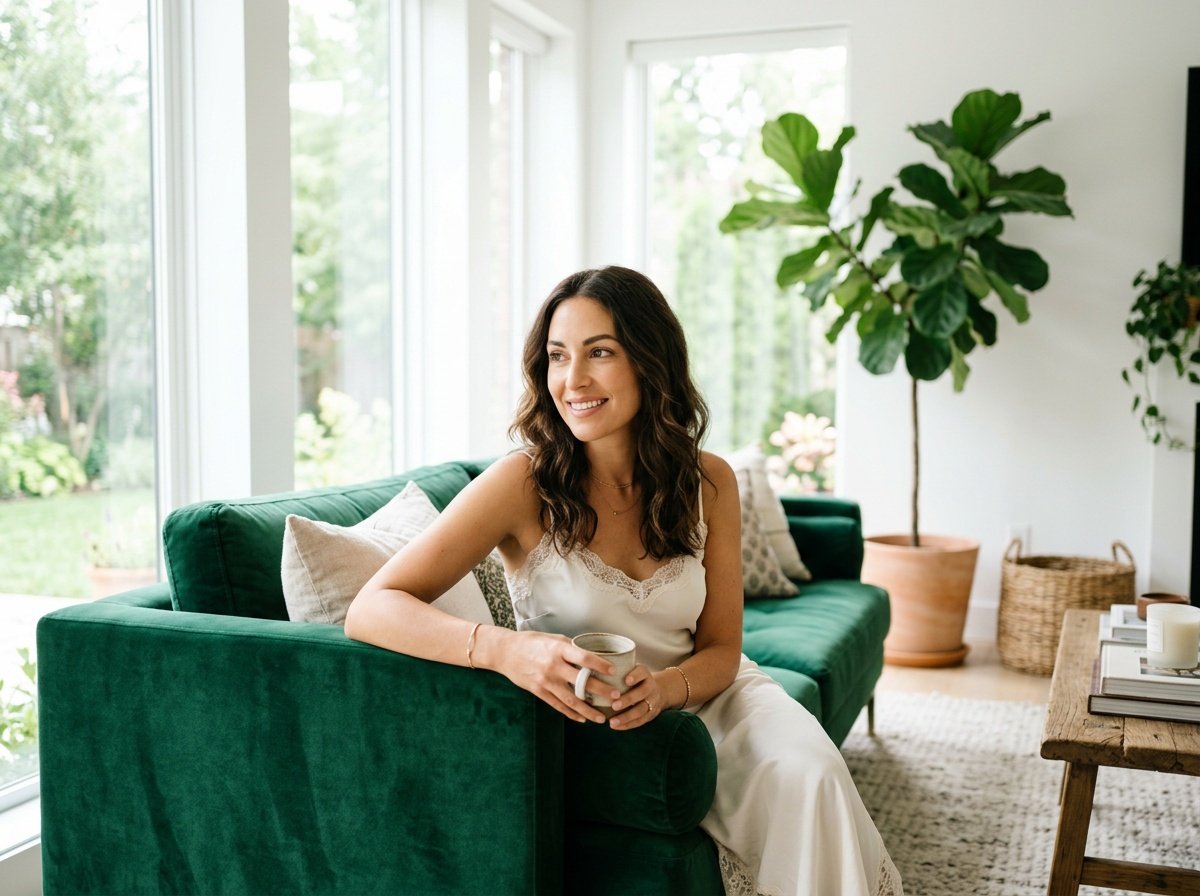 hot girl gemini prompt used for a bright home living room