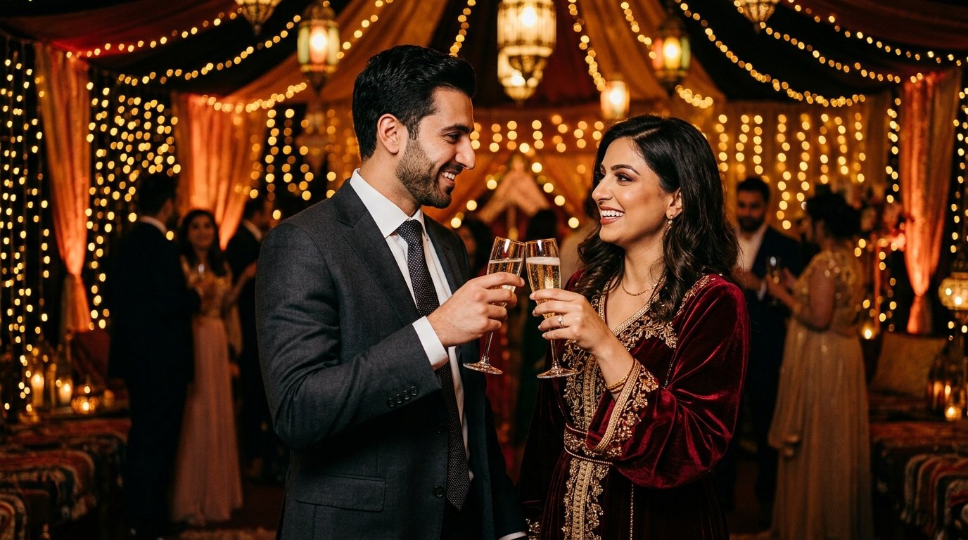 gemini prompt for image generation for couples in festive setting