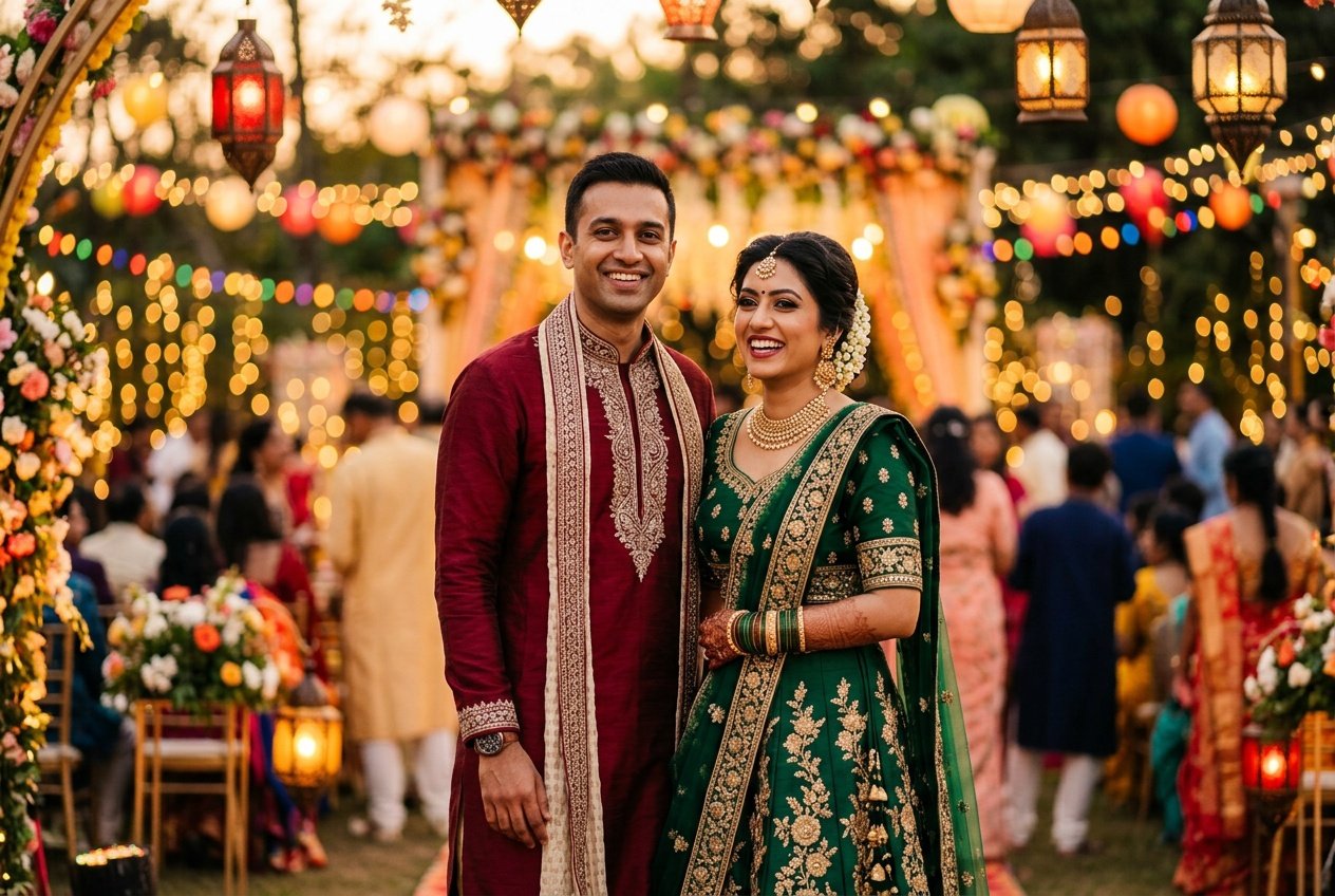 gemini ai photo prompt for couple festive traditional navratri prompt for gemini couple in traditional wear