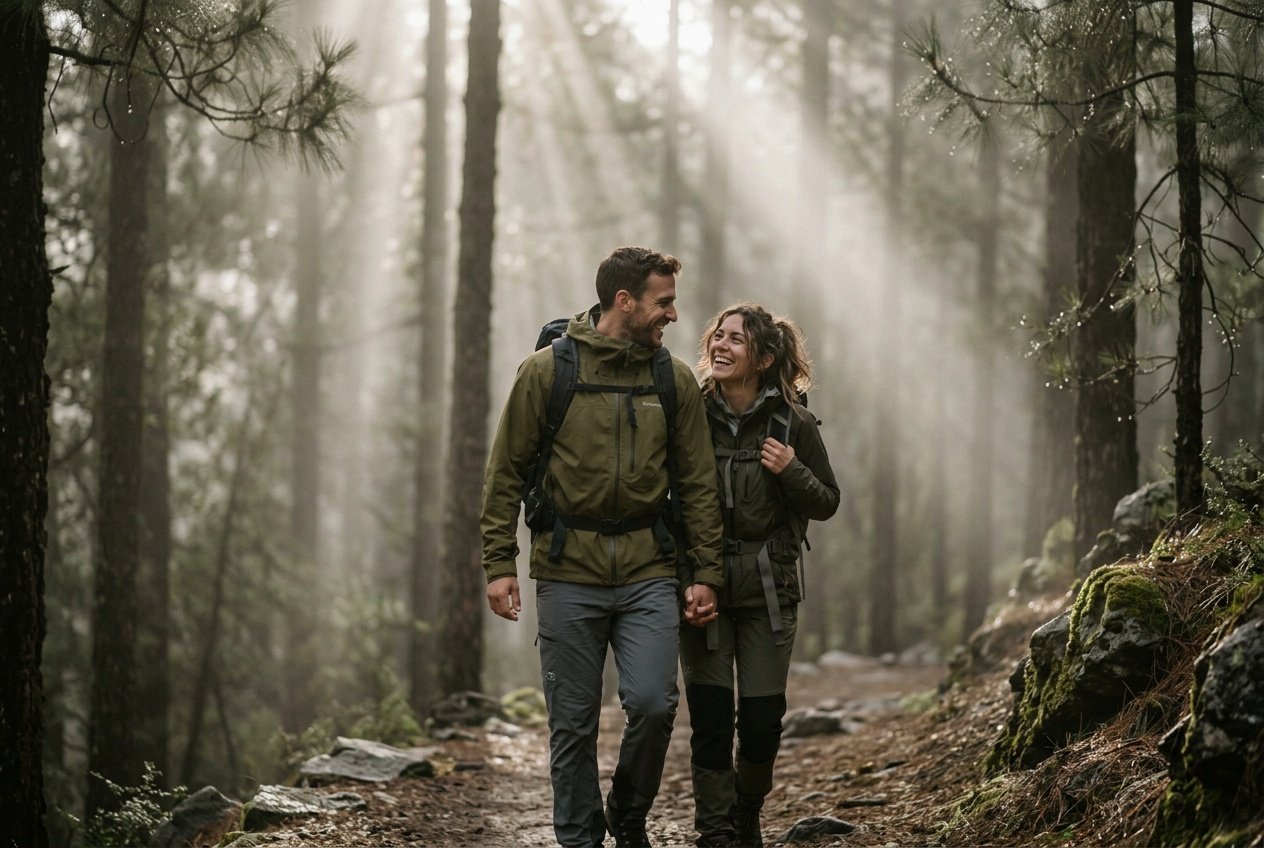 couple image prompt for gemini in a misty forest
