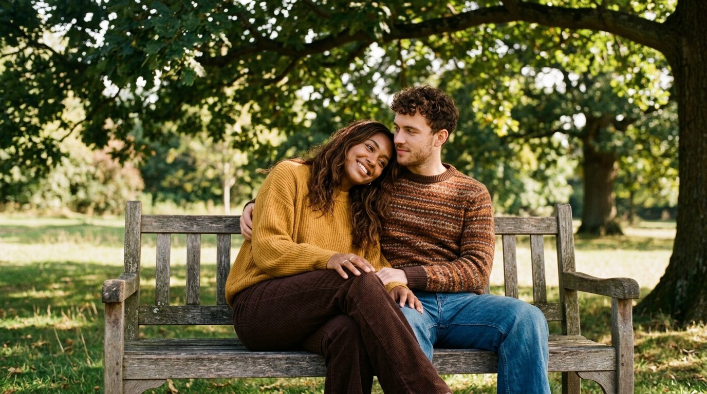 gemini retro prompt couple in a 70s park setting