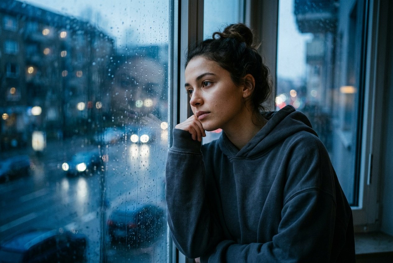 sad prompt for gemini girl creating a pensive moody look