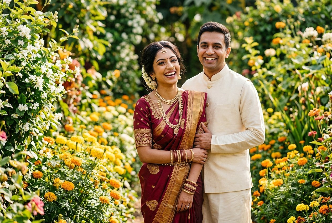 gemini ai couple photo prompt copy paste saree look in garden