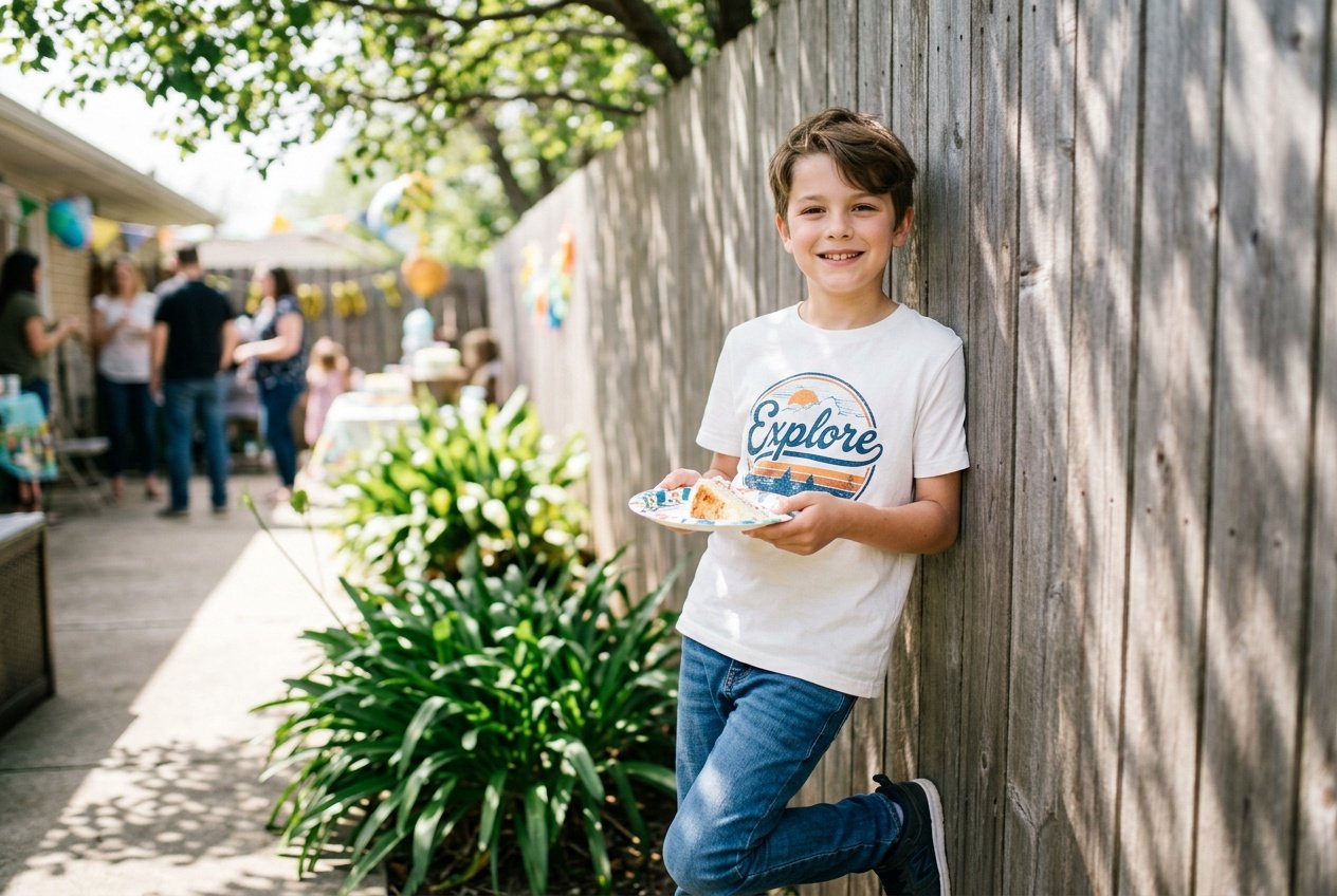 google gemini prompt for boys for casual backyard birthday shot