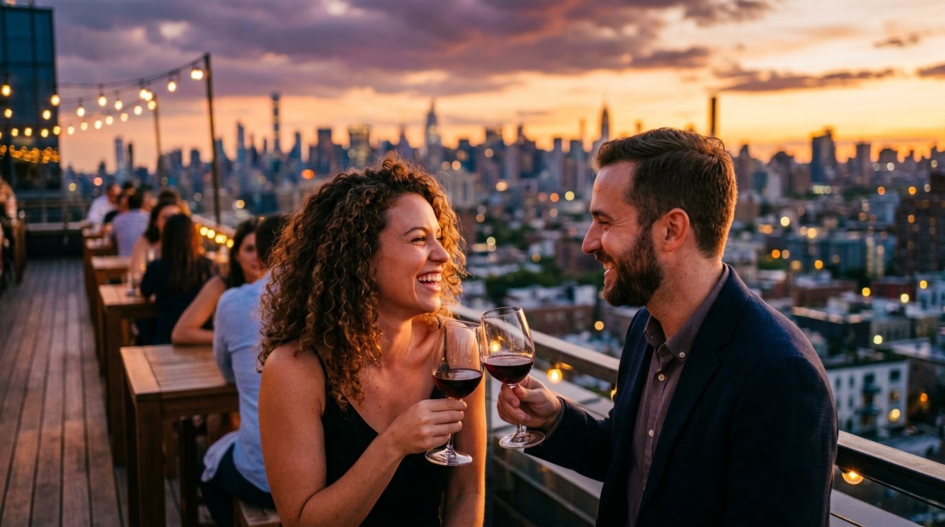 final gemini couple ai photo prompt sunset rooftop idea