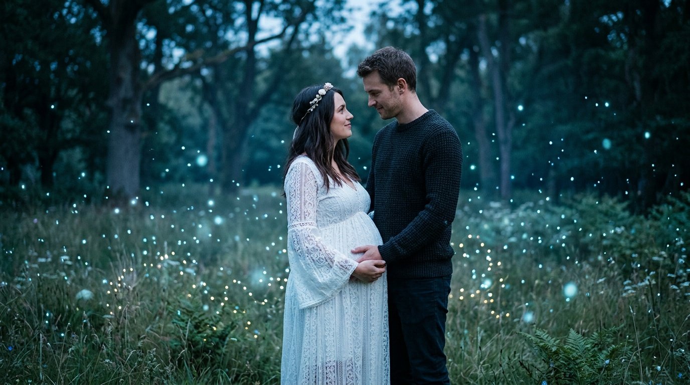 gemini prompts for couple maternity photoshoot magical forest