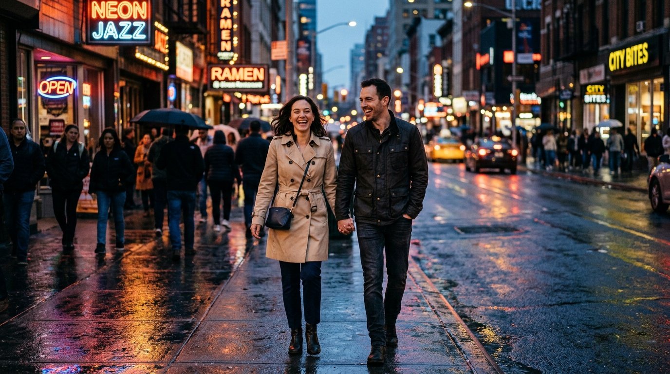 prompt couple photo gemini city street