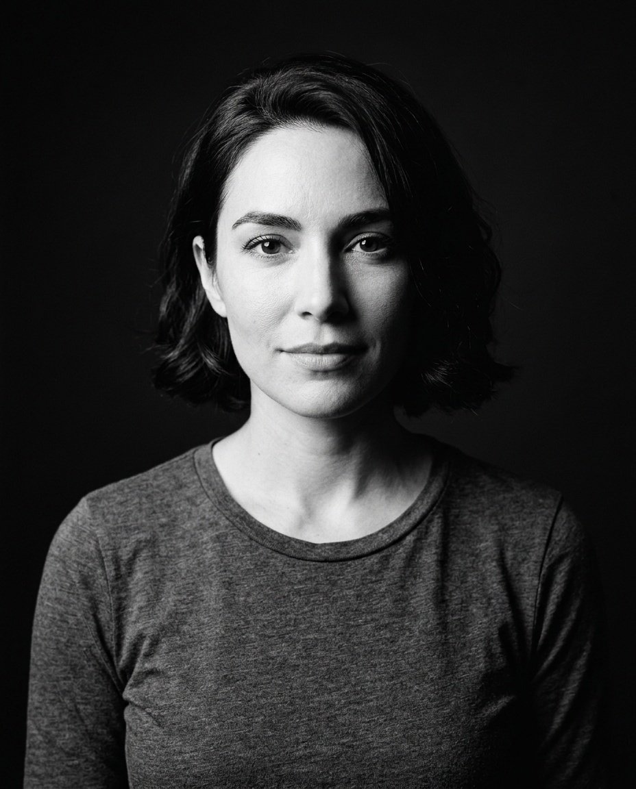 classic black and white portrait with studio lighting