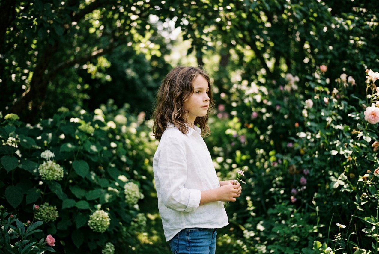 gemini prompts for 10 year girl in artistic garden setting