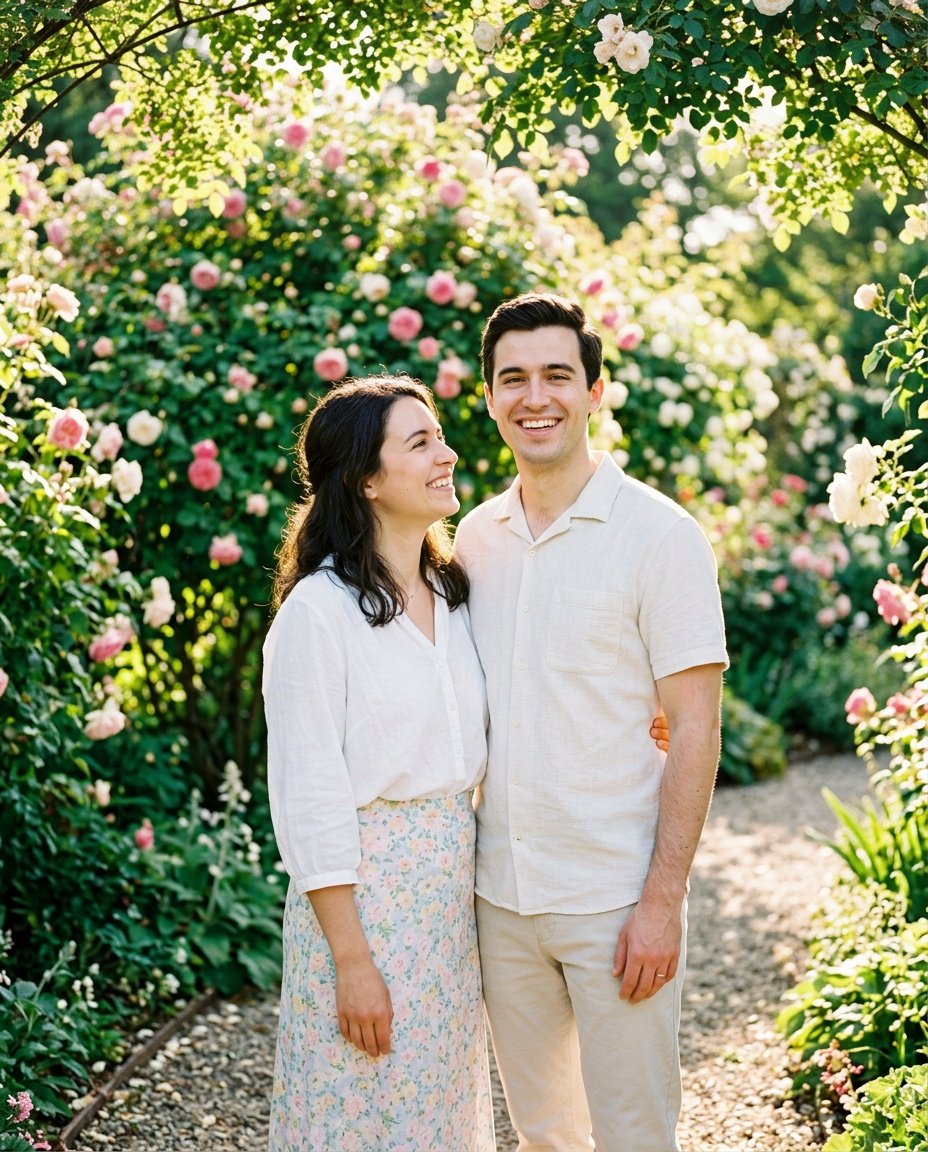couple romantic prompt for gemini ai with garden aesthetic