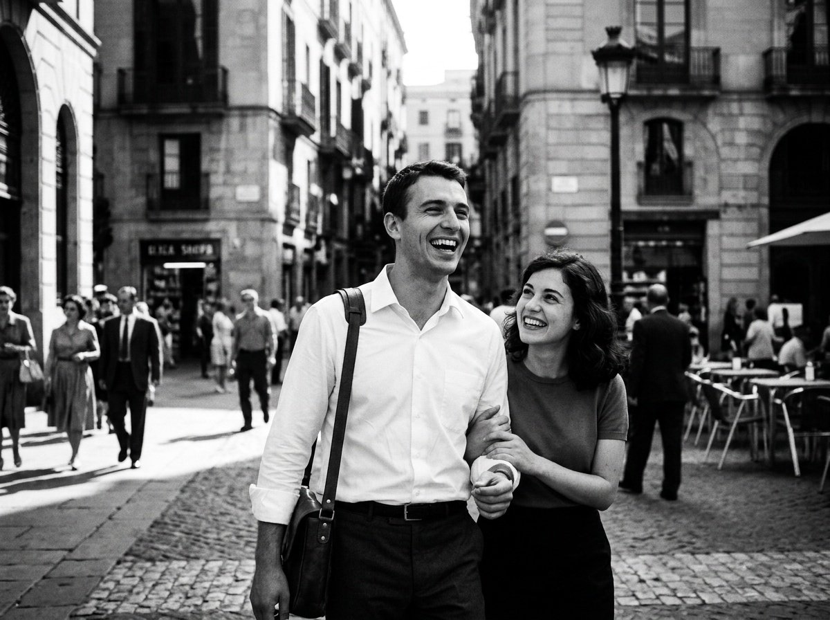 gemini couple photo prompt documentary photography style gemini couple photo prompt for a black and white city scene